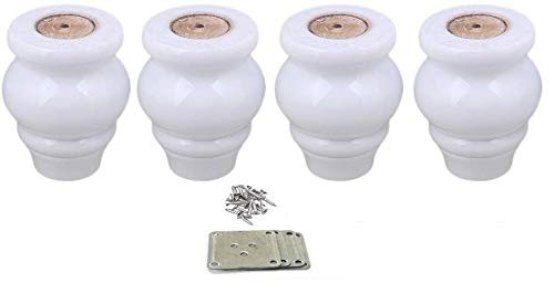 Mysummer 4PCS Solid Wood Furniture Legs White Finished Turned Sofa