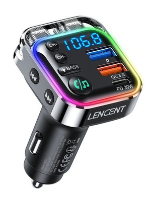 LENCENT Bluetooth 5.3 FM Transmitter Auto PD30W QC3.0 Schnellladegerät HiFiProX
