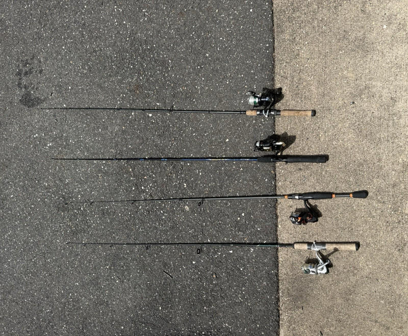 Shakespeare Spinning Rod & Reel Combo Lot, Cork Handles, 14 lb Line