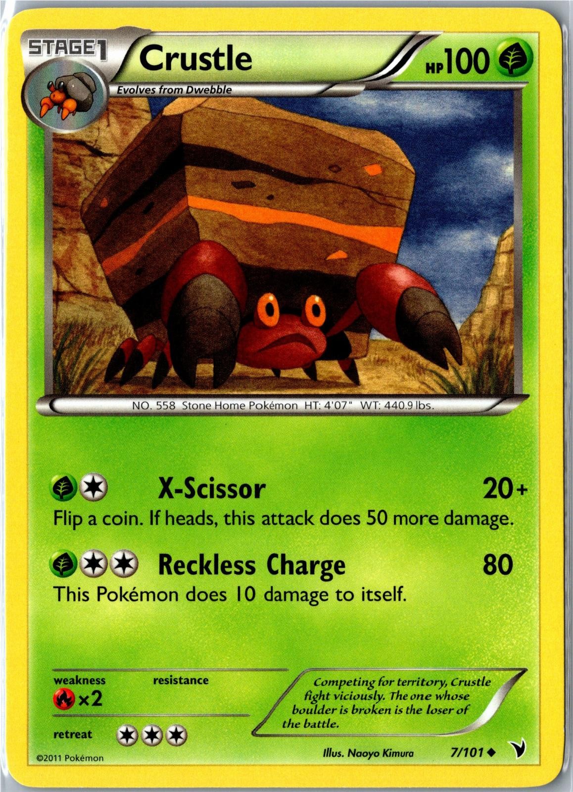 Pokemon Card - Crustle Noble Victories 7/101 2011 Uncommon Moderately Played