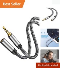 Durable 1ft 3.5mm Male to Female Audio Extension Cable for Seamless Connectivity