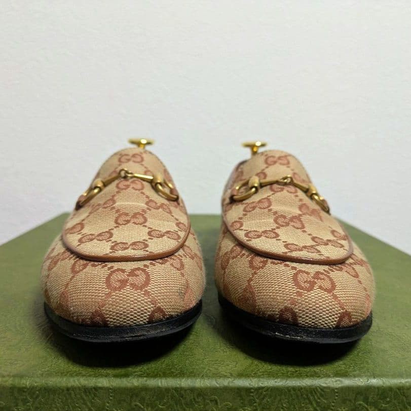 GUCCI Women's Loafers Horsebit GG Canvas Beige Size:36/JP:23 147846K Authentic thumbnail 4