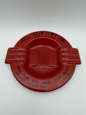 Vintage ART DECO STYLE SLIM JIMS Metal Ashtray