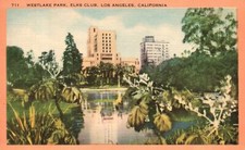Westlake Park Elks Club Building Los Angeles California CA Vintage Postcard 1954