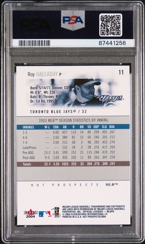 Fleer Hot Perspects 2004 #11 Roy Halladay PSA 10 gemas como nuevo Hof Blue Jays Phillies - Imagen 2 de 2
