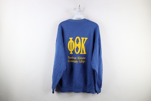 Vintage 90s Mens 2XL Distressed Phi Theta Kappa Society Crewneck Sweatshirt USA - Picture 9 of 11