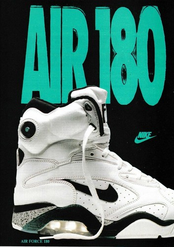 NIKE AIR FORCE 180 Scarpe da basket Original 1990 Vintage Print Annuncio!!  | eBay