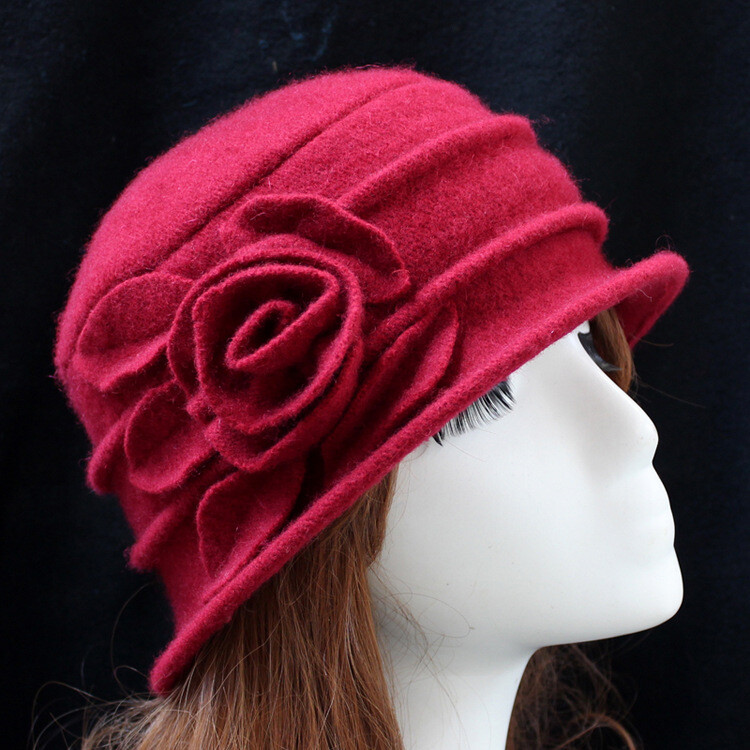 1415 Women Wool Beret Hat Vintage Cloche Fascinator Classic Winter Cap 1920s Women main image 3