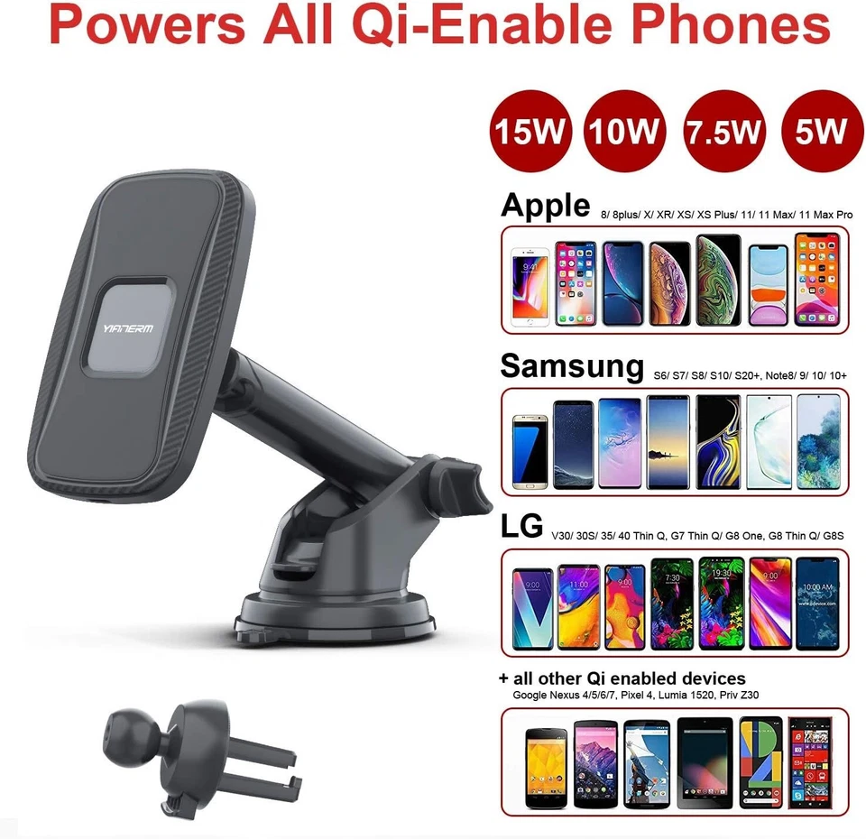 Supporto Cellulare per Auto Magnetico Carica wireless 15W QI Supporto per auto - Immagine 4 di 4