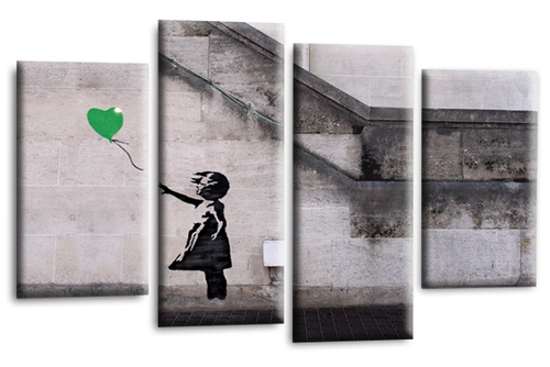 Gerahmt große Banksy Leinwand Kunst rot grau Ballon Mädchen Druck geteilte Wandplatte - Bild 39 von 42
