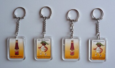 Schlüsselanhänger Werbung Reklame Thomy Ketchup Lebensmittel 4 Stück 4,5x3,5 cm