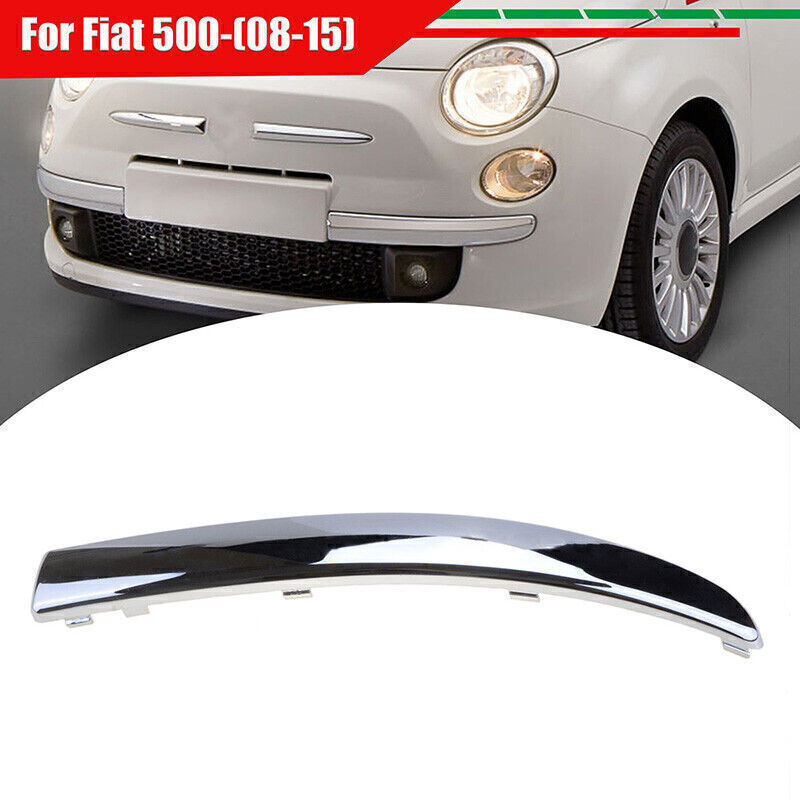 Fiat 500 2007-2015用右フロントバンパーアッパーモールディングトリムカバーアクセサリー