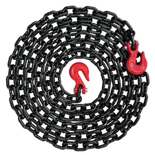 1/2'' X 25' Binder Chain Grade 80 Transport Tow Chain Grab Hooks Flat 12,000 LBS