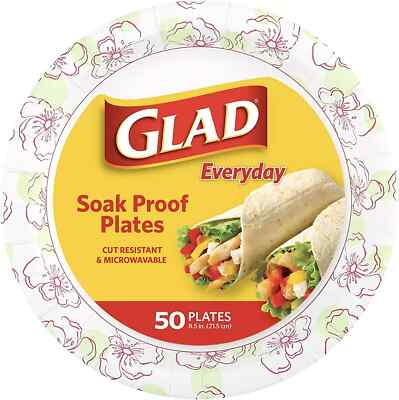 Glad Disposable Paper Plates for All Occasions | Round Soak Proof