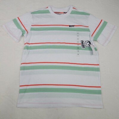 Neff Classic Crew White Striped Short Sleeve T-Shirt Men's Size S, M, L, XL