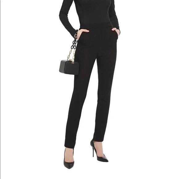 Pantaloni neri nuovi con etichette Balenciaga crepe gamba sottile taglia 38 EU