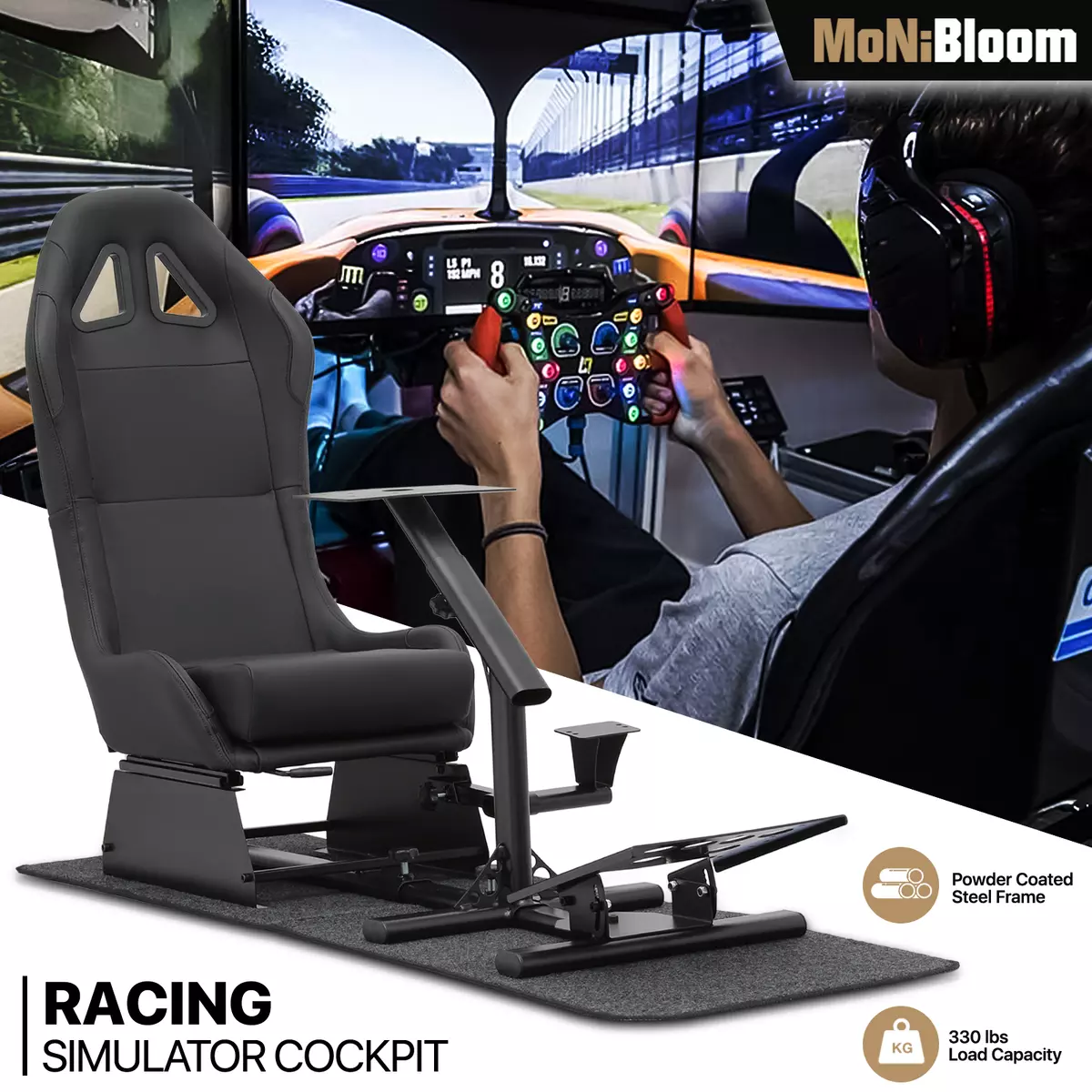 MoNiBloom Racing Simulator Cockpit with Gaming Seat Fit for