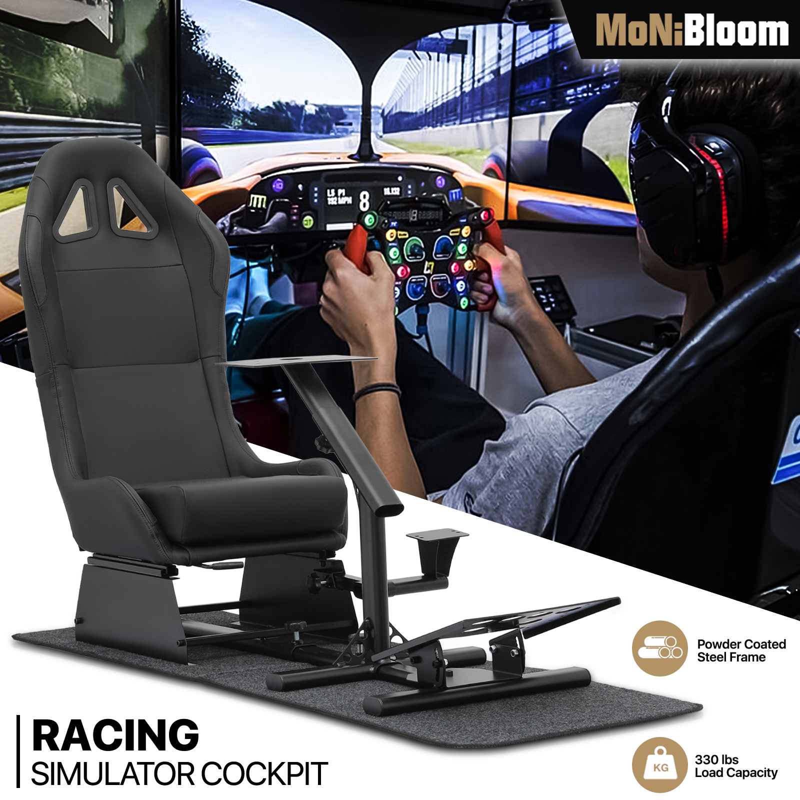 MoNiBloom Racing Simulator Cockpit Gaming Chair Game Seat Fit for