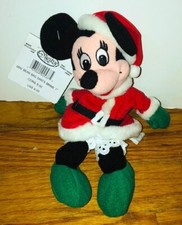 Disney Store Santa Minnie Mouse Mini Bean Bag Plush Doll Stuffed Animal NWT