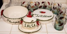 Tumbler Set Salsa Party Chips Dip Chili Pepper Mexican Food Football Game Day