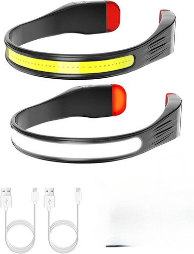 LED Headlamp Rechargeable 230° Wide Beam Lightweight Head Lamp Red Tail USB USA - Picture 2 of 11