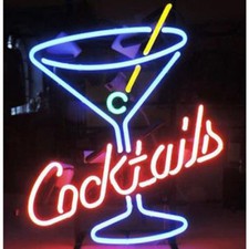 Cocktails Martini Neon Sign 17" Light Lamp Beer Club Wall Collection Decor SY