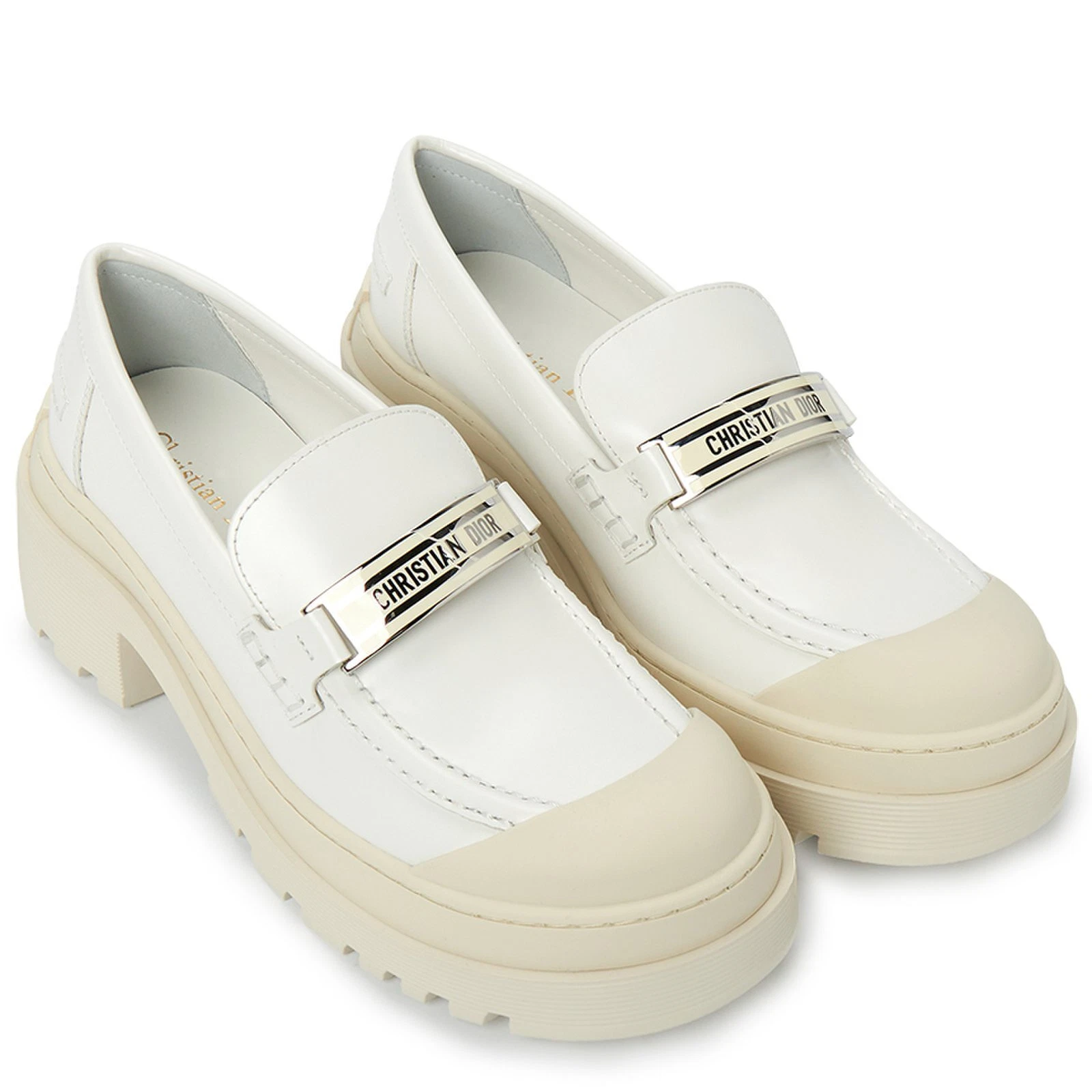 MOCASSINS DIOR CODE blanc cuir de veau brossé chaussures pointure 39