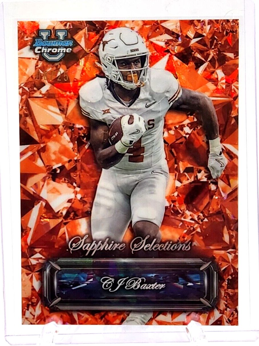 2024 Bowman Chrome University Sapphire CJ Baxter Sapphire Selections Orange /25