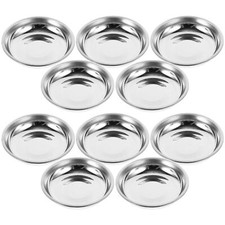 10Pcs 8cm Stainless Steel Small Appetizer Plates Round Seasoning Saucers Food