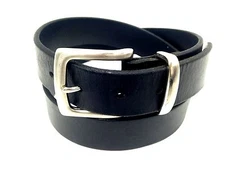 $85 Club Room Men'S Black Leather Casual Strap Silver-Buckle Dress Belt Size 32