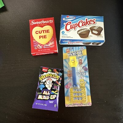 Lot of 4 Zuru Surprise Mini Brands Candy Warheads, Sweethearts, Hostess & Pez