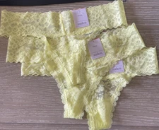 (3) NEW WOMEN'S SIZE XS AUDEN THONG PANTY STRETCH LACE BLENDED FABRIC YELLOW