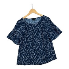 Banana Republic Short Sleeve Blouse size Small Blue/White
