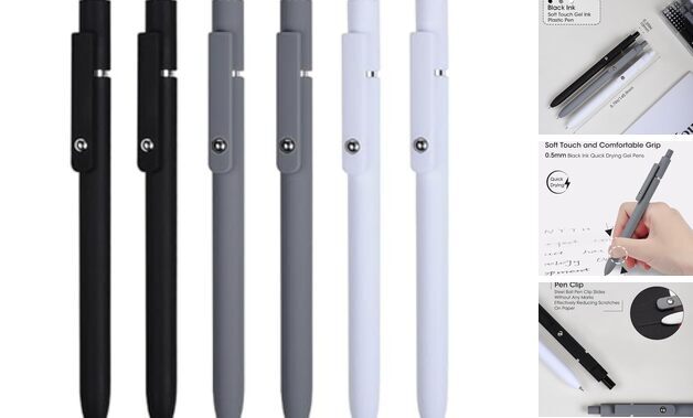 Gel Pens,6Pcs Pens Fine Point Smooth Writing Pen, 6pcs-Black
