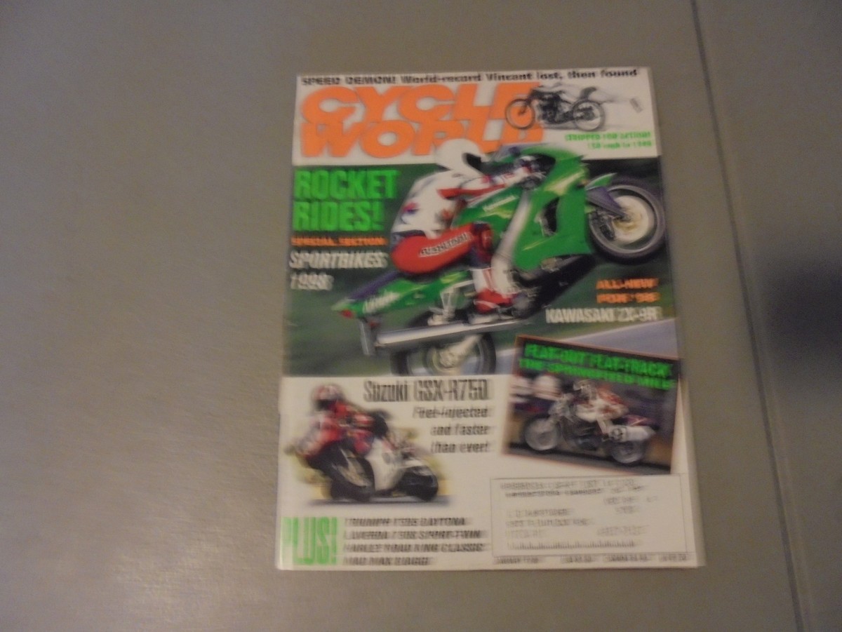JANUARY 1998 CYCLE WORLD MAGAZINE,LOST VINCENT,98 SPORTBIKES