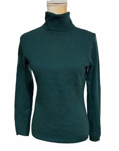 Neiman Marcus Kaschmir Rollkragen Pullover Pulli dunkelgrün Gr. S Preppy