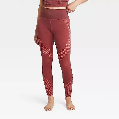 Women's High-Rise Patterned Seamless 7/8 Leggings - JoyLab Red XS