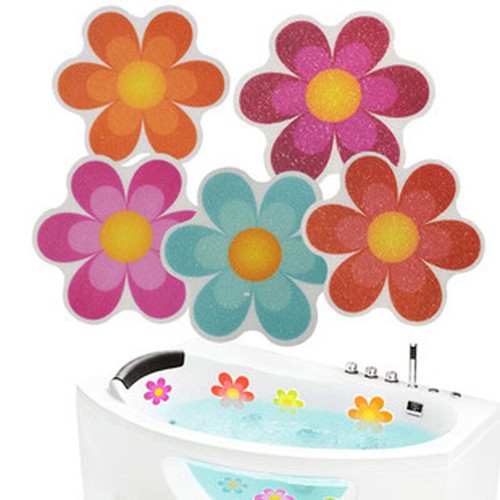 10pcs Flower Anti-slip Bathtub Decals PEVA Stickers Bath Mat Tubs Shower Treads - Picture 3 of 8