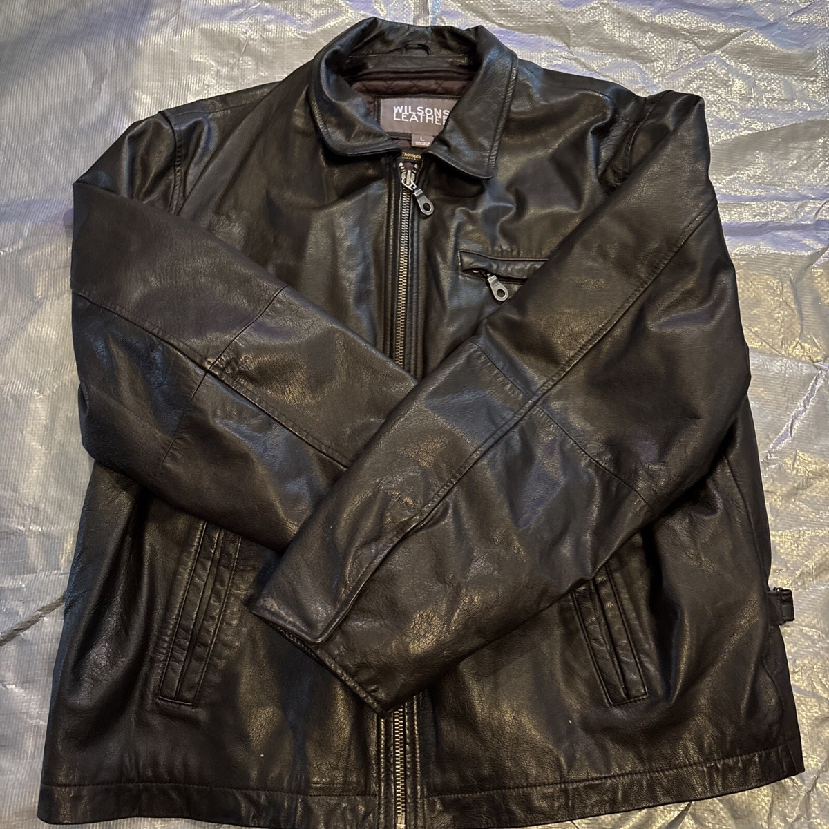 Vtg Wilsons Leather Men's Black Leather Bomber Jacket with