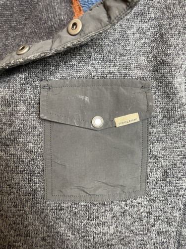Woolrich Fleece Vintage Snap T Pull Over Outdoor Jacket, Gray, Mens L Defect - Picture 3 of 16