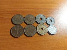 8 Japan 1 5 10 Sen 1918-1944 WWII Emergency Coinage Taishi Showa Vintage Coins