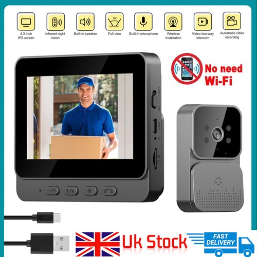 4.3" Wireless Smart Video Doorbell Camera Door Bell Chime Home