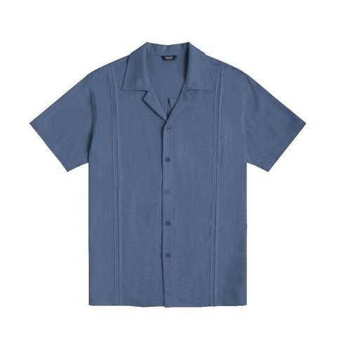 Camisa Top Verano Para Hombre Lino Suelta Informal Color Sólido Botón Cuello en V Manga Corta - Imagen 9 de 42