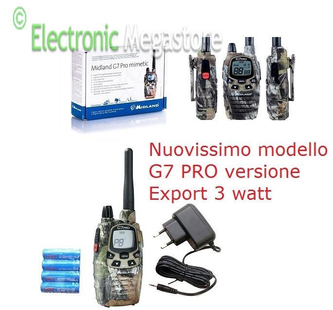 Radio Midland G7 Pro Mossy Oak Mimetica 3W Ricetrasmittente Professionale