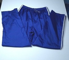 Vintage Large Windbreaker Track Pants Ankle Zip Blue Shiney Nylon Unisex 1990's