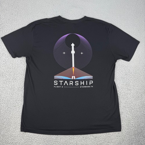SpaceX Starship Shirt Adult Extra Large Black Flight 2 Starbase Texas Authentic