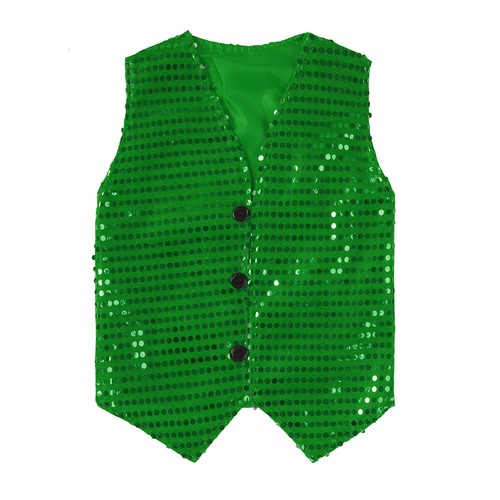 Boy Shiny Vest Waistcoat Disco Sequin Costume Jazz Hip-hop Performance Dancewear - Picture 84 of 106
