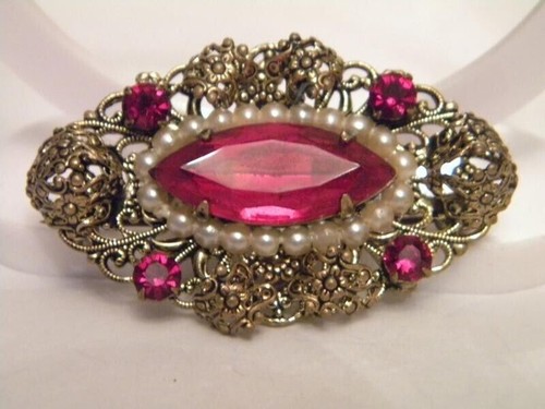 Vieille broche papillon tchèque des années 1930-nuances de strass