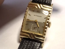 Wittnauer 10k YGF Tanq Watch 38mm L x 21mm w/ Curved Scalloped Bezel Cal 9WN