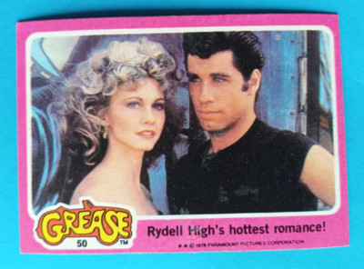 1978 TOPPS GREASE MOVIE RYDELL HIGH'S HOTTEST ROMANCE #50 OLIVIA NEWTON JOHN
